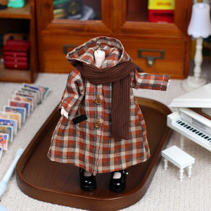 Vêtements pour poupée Bjd, manteau à capuche à carreaux, 30cm, en tissu exquis et mignon - Product Image 5