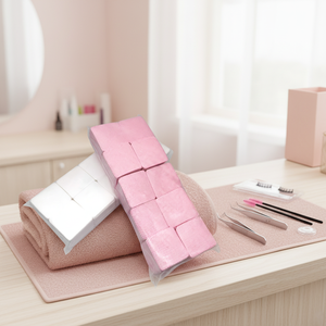 Toallitas cuadradas blancas de tela no tejida sin pelusa para quitar pegamento y adhesivo de pestañas, herramienta de belleza. - Product Image 1