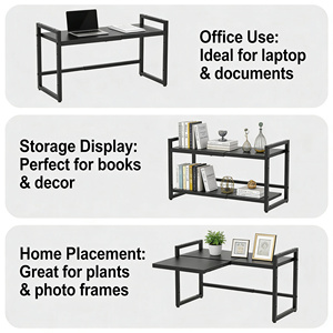 ชั้นวางของไม้มะม่วงปรับระดับได้ทันสมัย สำหรับวางในครัวและรถเข็น - Product Image 3