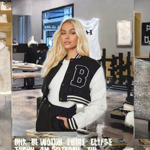 Chaqueta Varsity de Invierno para Mujer, Talla Europea, de Algodón, Corta, Transpirable, con Cuello Alto y Botón, Manga Larga - Product Image 3