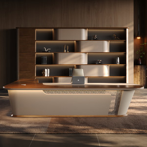 Bespoke Executive <strong>Office</strong> Desk Modern L-Shaped Boss Table with <strong>Sideboard</strong> for CEO One-stop Procurement <strong>Office</strong> Furniture Desk Sets - Product Image 2