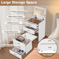 Coiffeuse 3-en-1 avec miroir rabattable et 3 tiroirs Coiffeuse de chambre avec chaise