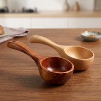 Cuillère à soupe en bois à poignée longue, grande capacité, louche en bois personnalisable avec logo gravé, cuillère de service pour la cuisine