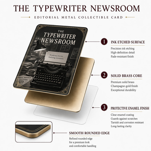 The Typewriter Newsroom - Juego de Tarjetas Coleccionables de Metal Grabado en Latón de Primera Calidad para Coleccionistas y Amantes del Arte del Periodismo Vintage - Product Image 1