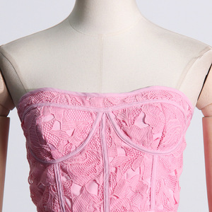 Style élégant couleur unie bustier tubulaire robes longues 2024 nouveau Niche Design broderie <span class=keywords><strong>cerceau</strong></span> motif taille minceur <span class=keywords><strong>robe</strong></span> femmes - Product Image 6
