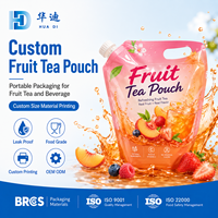 Pochette personnalisée pour thé aux fruits 1000 ml, portable, avec bec verseur et poignée, pour fournisseurs d'usines de bubble tea