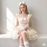Robe Lolita JSK pour femme, style ballerine, avec dentelle, jupe mini bouffante multicouche, costume de cosplay princesse pour fête du thé