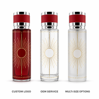 Flacon de parfum vide personnalisé 250 ml avec bouchon doré, flacon pulvérisateur rond en verre rose rechargeable, vente en gros, logo personnalisé