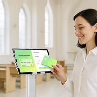 Tableta Android de 11 Pulgadas con 16 GB de Memoria, NFC, Pago por Contacto, SoftPOS, Kiosco de Cobro, Base de Carga, Soporte de Escritorio y Suelo, Diseño Antirrobo, PC