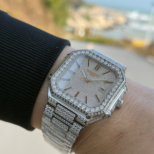 Montre personnalisée en moissanite pour hommes ultra-mince entièrement diamantée blingbling top designer même logo personnalisation - Product Image 2