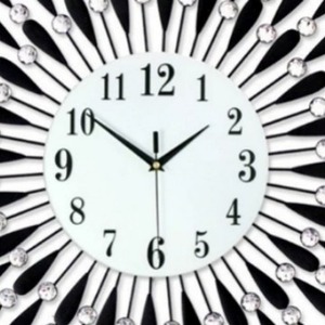 Modern Metal Crystal <b>Wall</b> <b>Clock</b> <b>Silent</b> Quartz Round Hanging <b>Clock</b> Starburst Decorative Timepiece for Living Room - Product Image 5