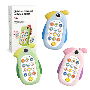 Jouet de téléphone en silicone <span class=keywords><strong>pour</strong></span> bébé, 6 motifs de dessins animés, 13 touches, 3 modes, mode veille, 15 <span class=keywords><strong>chansons</strong></span> apaisantes, cadeau éducatif précoce - Product Image 2