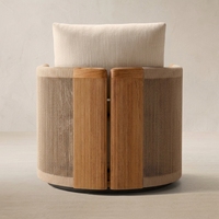 Fauteuil d'extérieur de style nordique, moderne et minimaliste, en chêne, rembourré en tissu, fait main, durable, chaise longue, canapé individuel de loisirs