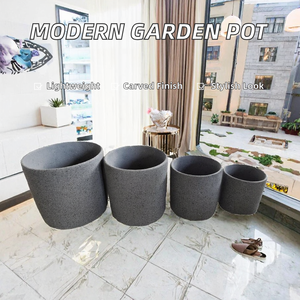 Juego de Macetas Grandes de Fibra de Vidrio y Cemento de Alta Calidad, Ecológicas, Duraderas, Ligeras, Minimalistas, para Jardín, Hogar e Interiores - Product Image 2