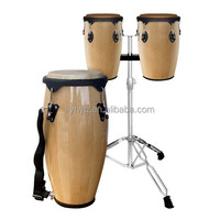 Wholesale OEM Custom Printed Logo 8"+9" Conga Drum Set Hand Drum Complete with Chrome Metal Stand Yh Brand Model D046-1