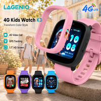 LAGENIO K3 4G Jam Tangan Pintar Anak dengan Kartu SIM Layar TFT 1.7 Inci Panggilan Video IP68 Tahan Air GPS WIFI LBS A-GPS Pelacak FCC Jam Tangan Anak
