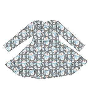 Qingli Custom Factory's Newest Style Girls Party <strong>Dress</strong> Long Sleeve Penguin Twirl <strong>Dress</strong> for Autumn for Christmas OEM for Children - Product Image 2