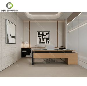 Conjunto de Muebles de Oficina Modernos de Alta Calidad, Escritorio de Oficina para CEO de Madera y Mármol, Escritorio Gerencial Moderno en Forma de L con Almacenamiento - Product Image 2