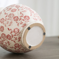 FANGSHENG Vase en céramique de glaçure de logo de fleur rose fabriqué à la main ensemble de 3 Vases en porcelaine de décor de pièce maîtresse de table et de cadeau