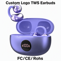 Écouteurs TWS portables à clip d'oreille avec basses profondes, chargement Type-C, prix de gros, appels clairs pour le sport