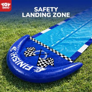 Tobogán Acuático Gigante de Carreras de Autos de 20 Pies con 2 Carriles, Bodyboards Integrados y Aspersores para Niños, Juegos al Aire Libre en el Patio Trasero - Product Image 2