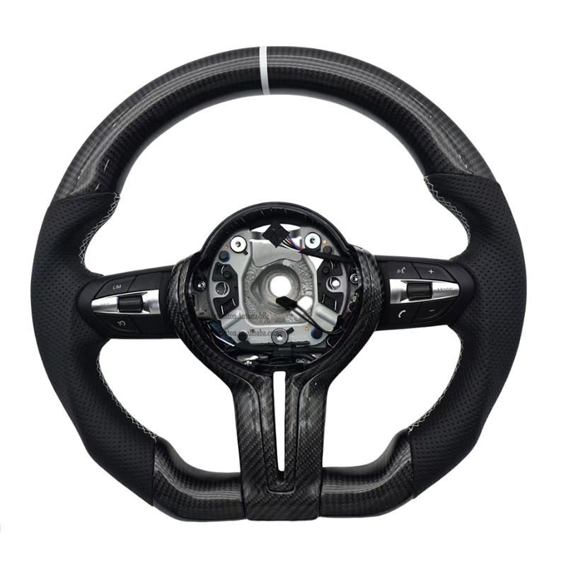 คาร์บอนไฟเบอร์ F10 + หนังพรุน + เย็บแถบสีขาว