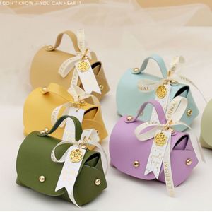 <b>Cheap</b> Beautiful Solid Color Leather <b>Gift</b> Bags Candy <b>Boxes</b> PU Leather Wedding <b>Gifts</b> Packaging Box Baby Shower for <b>Gifts</b> - Product Image 1