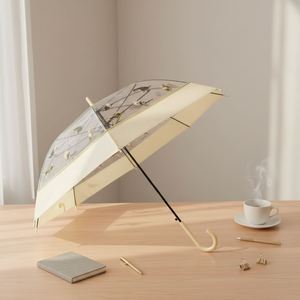 Custom Pattern Inverted Hanging clear Transparent Semi-automatic Stick Straight <b>Umbrella</b> for Kids - Product Image 1