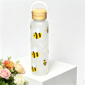 Botella de Agua de Vidrio de Borosilicato de Alta Calidad, Libre de BPA, con Diseño Personalizado, Protectora, Duradera, con Tapa de Bambú, Buenos Productos - Product Image 2