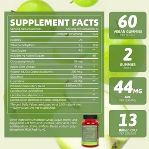 Vinaigre <span class=keywords><strong>de</strong></span> cidre <span class=keywords><strong>de</strong></span> pomme, probiotique à mâcher, pour adultes, adolescents, jeunes, à base <span class=keywords><strong>de</strong></span> plantes, végétalien, favorise la digestion intestinale, multivitamine B12 - Product Image 3