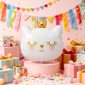 Party Love Balloon Cat White 56cm Foil Party Decoration Cartoon-shaped cat head Balloon with silk screen printing - Product Image 4