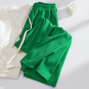 2026 nuevo KJ 2025 pantalones de pierna recta con patrón de hueso de serpiente para mujer, pantalones de pierna ancha arrugados hasta el suelo adelgazantes de cintura alta de verano - Product Image 5