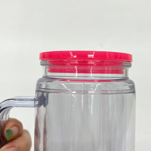 Magazzino USA Tazze Riutilizzabili Pre-Forate 12oz 16oz UV DTF Avvolgibili in Acrilico Trasparente Stile Globo di Neve per Caffè Viaggio Birra con Manico - Product Image 5