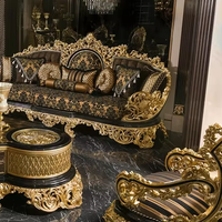 Cadre de canapé sculpté à la main - Ensemble de canapé en bois massif français sculpté à plusieurs coins, canapé sculpté de luxe pour salon
