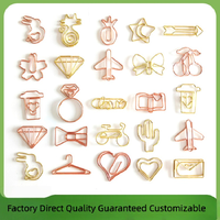 X323 Offre Spéciale – Clips de Papier Créatifs pour Étudiants, Formes Originales en Métal Doré (Animaux/Fleurs) pour Fournitures de Bureau