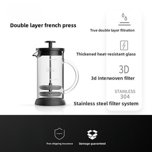 Cafetière à piston française <span class=keywords><strong>MAVO</strong></span> en verre borosilicate de style italien avec filtre double couche, théière à infusion manuelle pour usage domestique - Product Image 4