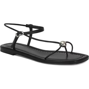 Sandales plates noires à bout ouvert pour femmes, collection Printemps-Été 2025, idéales pour les fêtes, le bureau et la plage, style tongs - Product Image 3