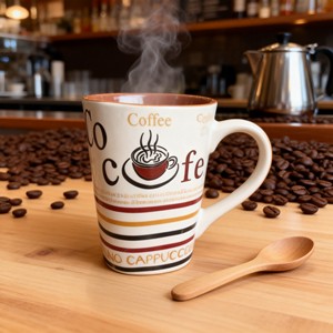 Tazas de Café/Té de Gres con Diseño Retro Glaseado en Caja de Color, con Cuchara, Aptas para Microondas y Lavavajillas, 11oz, Regalos Seguros - Product Image 4