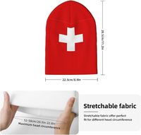 Bonnet en tricot personnalisé avec drapeau suisse, en acrylique extensible doux, idéal pour le ski, le camping, les activités de plein air, les matchs sportifs et le soutien des équipes.