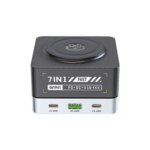 Chargeur rapide GaN 80W, station de charge sans fil 3-en-1, 6 ports USB PD 65W, station d'accueil intelligente pour ordinateur portable, téléphone, écouteurs, microphone - Product Image 3
