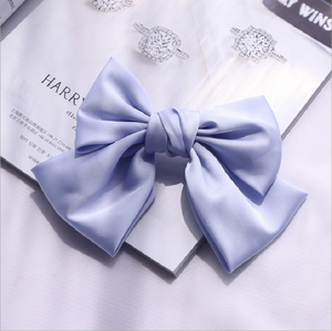 Hot Penjualan Fashion Wanita Rambut Aksesoris Baru Desain Satin Bow Jepit Rambut Elegan Murni Warna Gadis Butterfly Rambut Klip - Product Image 5