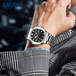 SMAEL D8060 นาฬิกาควอทซ์สแตนเลสสำหรับผู้ชายหน้าปัดสีดำตัวเลขโรมันแสดงวันที่นาฬิกาธุรกิจแบบอะนาล็อก 42 มม. ตัวเรือนทรงกลม - Product Image 6