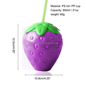 Gobelets en plastique écologiques sans BPA, étanches, en forme de fraise, de 20 oz, avec couvercles et pailles, pour anniversaire, mariage, fête - Product Image 6