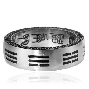 yunnique <b>Titanium</b> Steel Bagua <b>Ring</b> Men's Geometric Thumb <b>Ring</b> With Yin Yang And Chinese Characters For Gift - Product Image 4