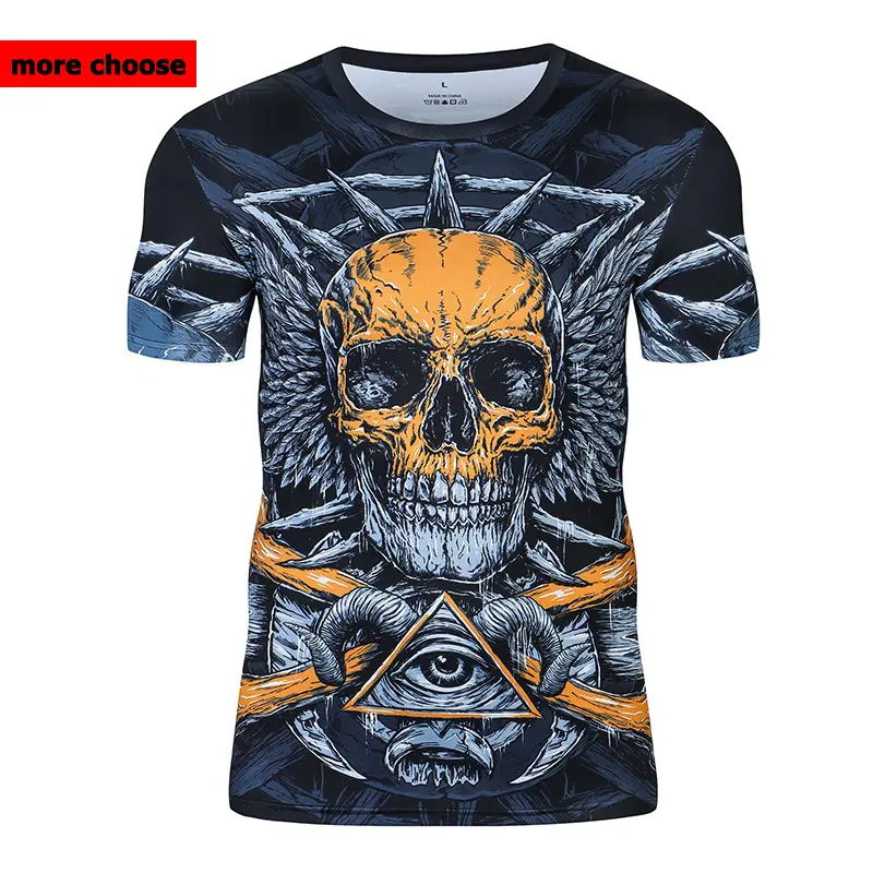 MOQ 1 Cái Bán Buôn Punk Phong Cách 3d Men T Shirt Ngắn Tay Thể Thao Giản Dị Tops Phòng Tập Thể Dục Chạy Bộ Trong Kho Compression T Áo Sơ Mi