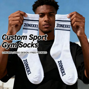 Chaussettes de sport personnalisées avec logo, blanches, pour hommes, en coton, faible MOQ, chaussettes de sport personnalisées - Product Image 1