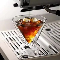 Gobelet isotherme moderne en verre borosilicate à double paroi de 4 oz, en forme de sablier, pour boissons froides (café glacé, thé, jus)