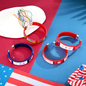 New Arrived 4th of July Festive Cuff Bracelet American Independence Day Festive Cuff Bracelets Gift National Day Jewelry Bangles