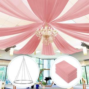 Kit de suspension de draperies de plafond pour mariages, draperies d'arche rose poudré, tissu de drapage en mousseline pour plafonds, pour décorations de réceptions de mariage - Product Image 1