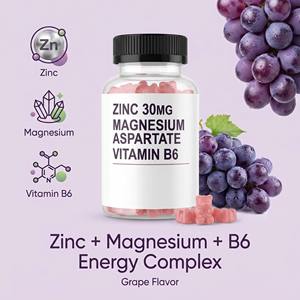Gomitas de Zinc 30mg, Aspartato de Magnesio, Vitamina B6, Sabor Uva, 60 Unidades, Veganas, Sin OMG, Apoyo Energético <span class=keywords><strong>para</strong></span> Adultos, Gomitas de Vitaminas - Product Image 2